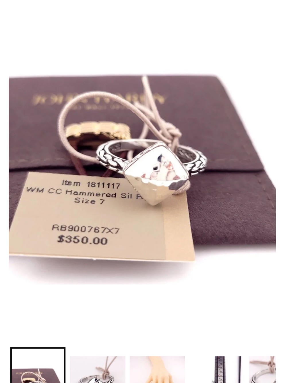 John Hardy Silver Hammered Ring size 7, sterling silver
